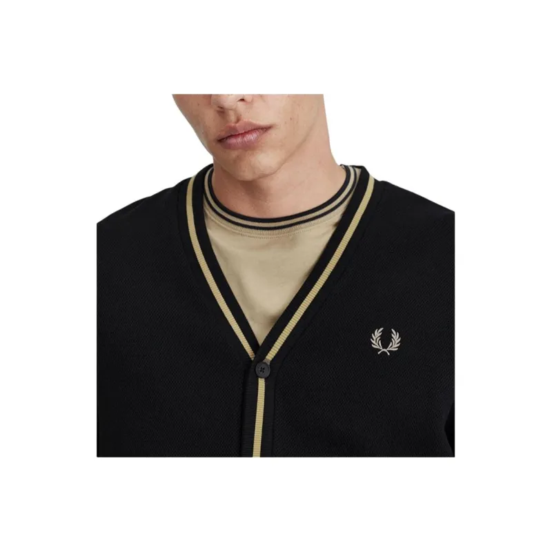 FRED PERRY Logo embroidered Button up Cardigan-3