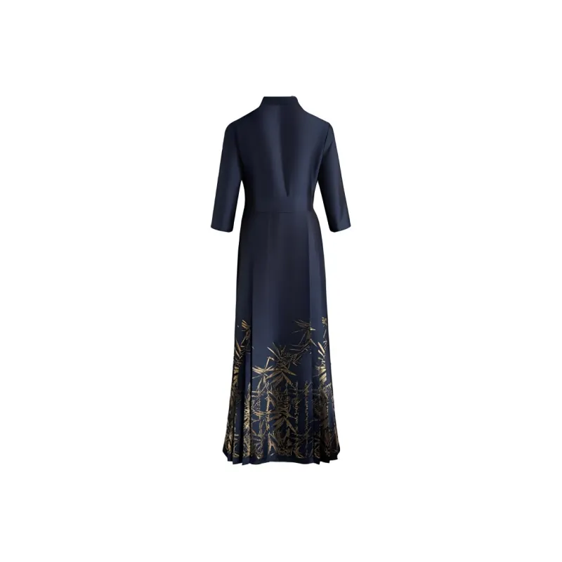 A LIFE ON THE LEFT Long Sleeved Dress Women's Teal Gold Blue-1