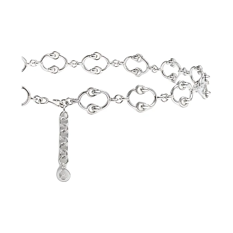 HERMES Palladium Metal Waist Chains Women's Silver Width 2.7CM-2