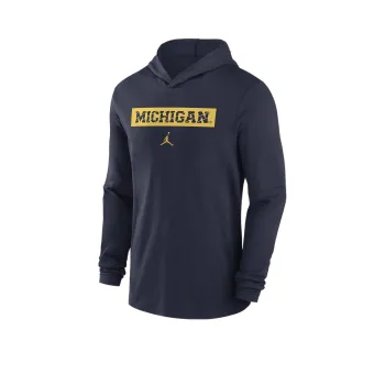JORDAN Michigan Wolverines Sideline Men's JORDAN Dri FIT College Long Sleeve Hooded Top