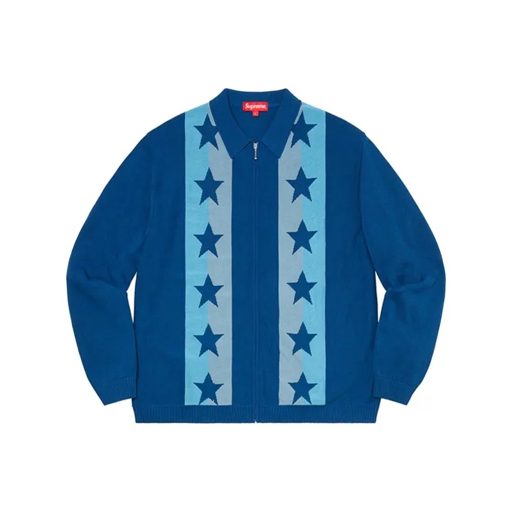Supreme Stars Zip Up Sweater Polo-1