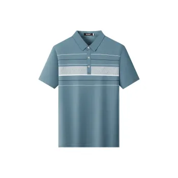 H YXIANG Polo Shirt Men's Lake Blue