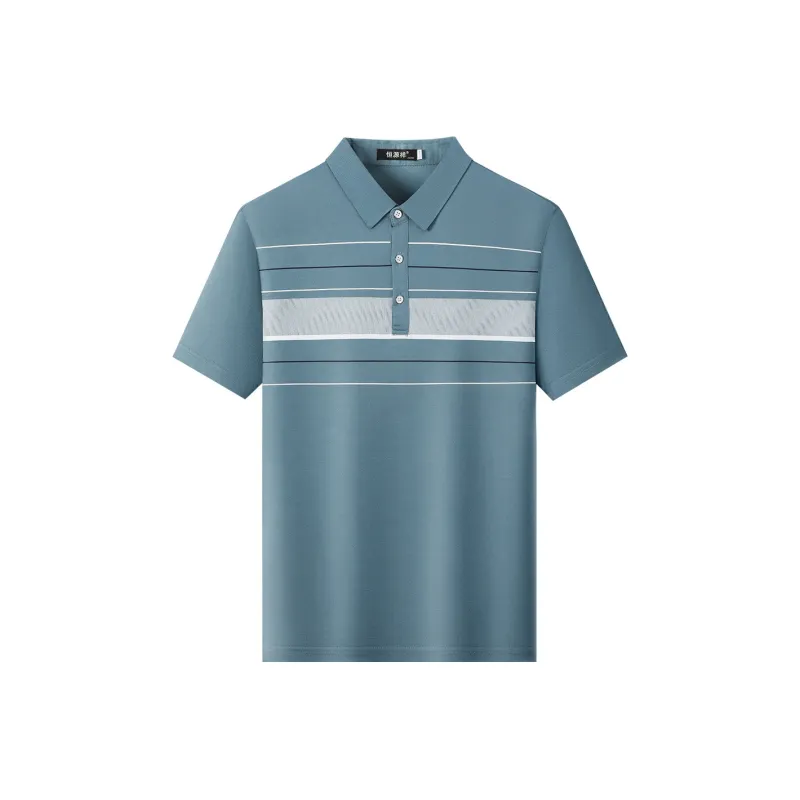 H YXIANG Polo Shirt Men's Lake Blue-0