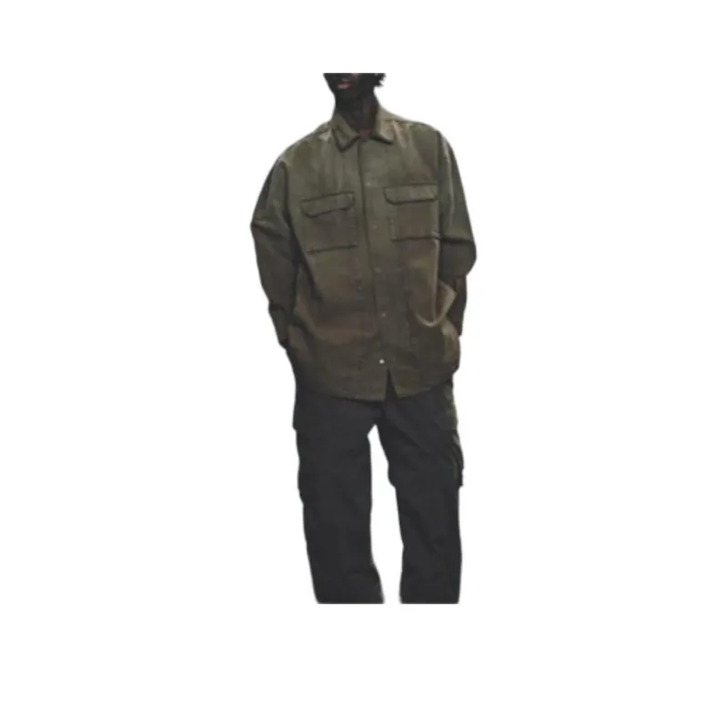 ZARA Samuel Ross Collaboration Shirts Men Olive Green-0