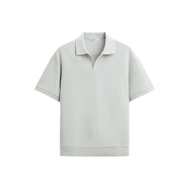 ZARA Polo Shirt Men's Light Sky Blue-0