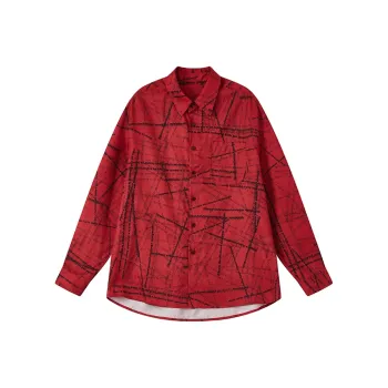 WULISHAONIAN Shirt Unisex Black Red