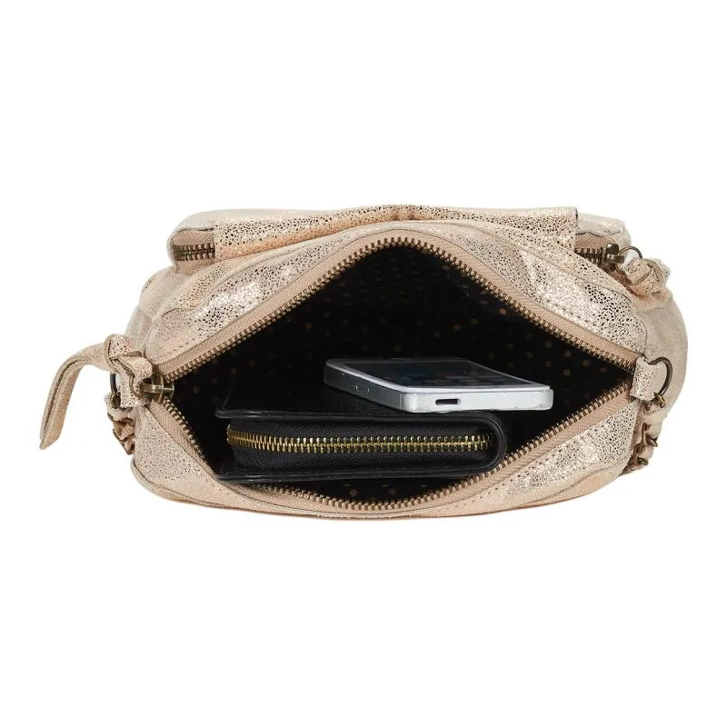 PIECES Leather Shoulder Bag Women's Gold-4