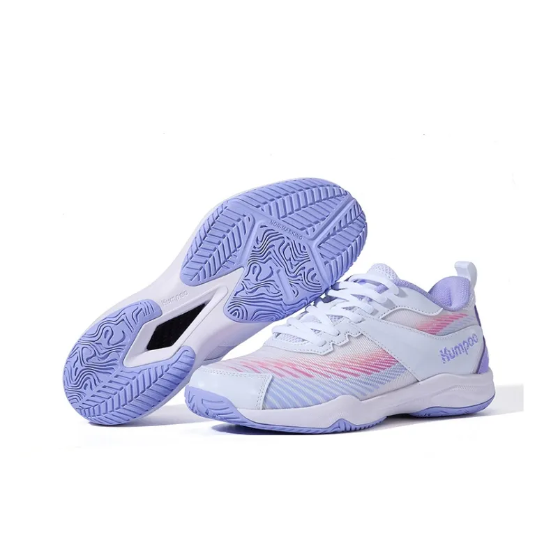 KUMPOO Cushioning, Breathable, Supportive Low Top Badminton Shoes Unisex White Purple Pink-2