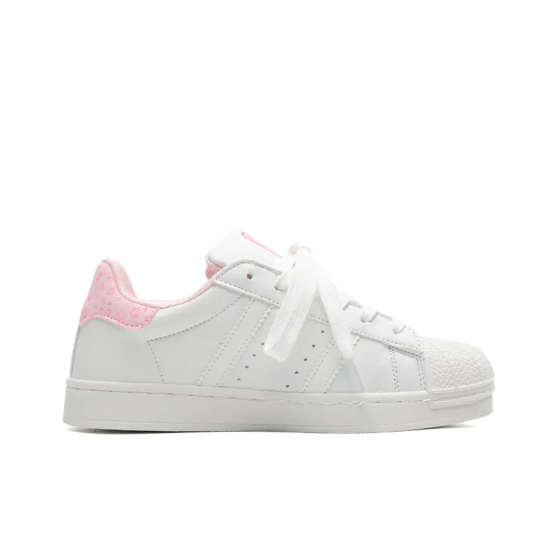 ALI THE FOX Abrasion Resistant Low Top Skateboard Shoes Unisex White Pink-3