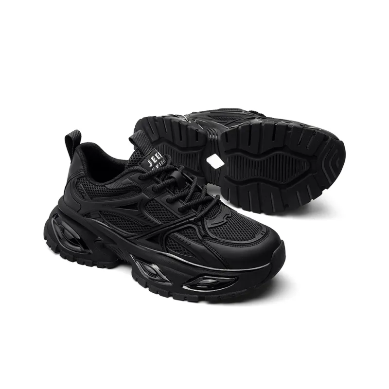 JEEP SPIRIT Anti Slip Wear Resistant Breathable Lightweight Low Top Chunky Sneakers Men's Cool Black-11