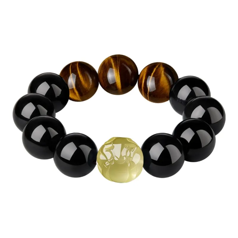 Moonstone Edge Natural Obsidian Bracelets Men's-13
