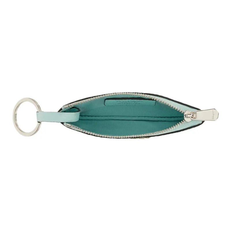 FERRAGAMO GANCINI Calfskin Key Pouch Women's Light Aqua Green-3