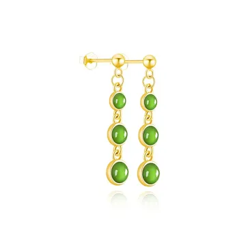 Long Fu Hetian Jade Earrings Jasper Women's