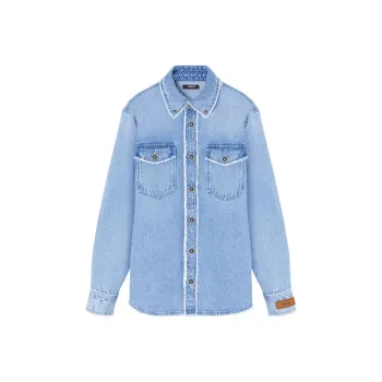 VERSACE Frayed Buttoned Denim Overshirt