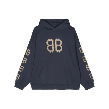 Balenciaga Crypto Logo print Distressed Hoodie