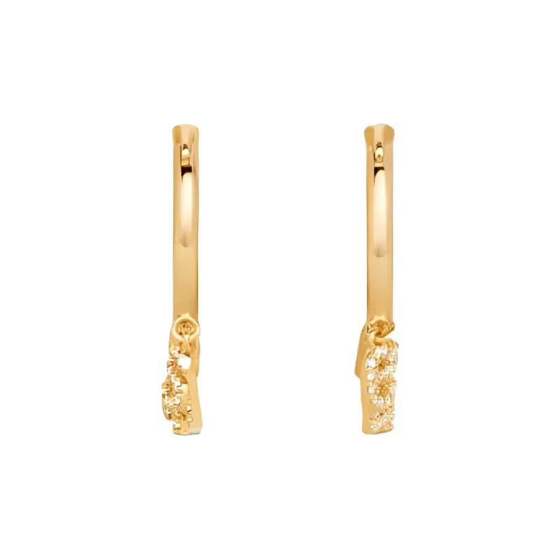 CELINE Letter Hoop Rhinestone Earrings In Brass With Finish And Crystals-2