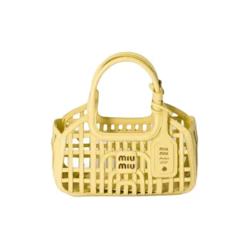 MIU MIU Calfskin One Shoulder Handbag Women's Lemon