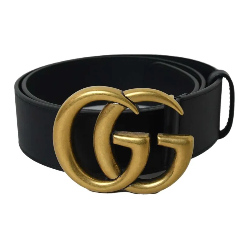 GUCCI Calfskin Leather Belts Women's Black Width 4CM-0