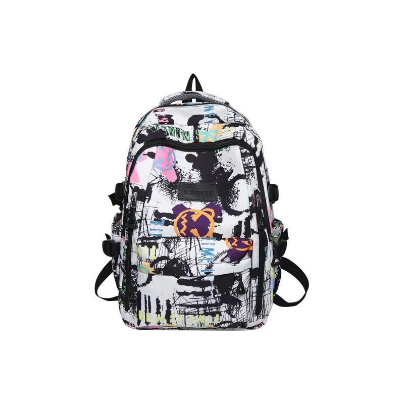 Yalu Nylon Backpack Unisex White/Black/Blue-0