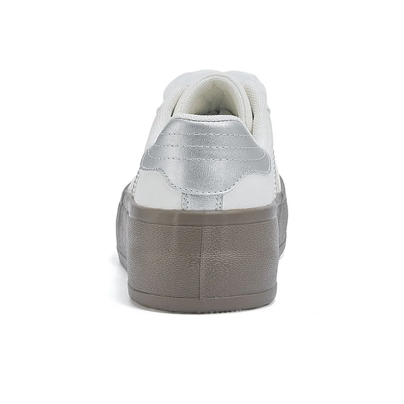 La Chapelle Skateboard Shoes Women's Low Top Beige Silver-6
