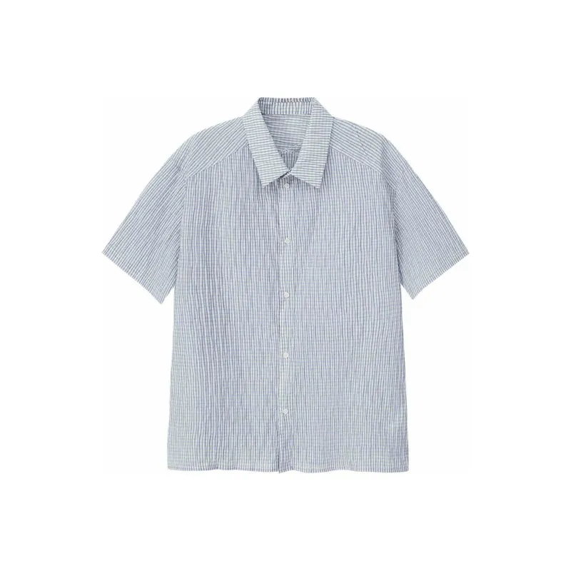 YOSHIYOYI Shirt Men's Blue Plaid-0