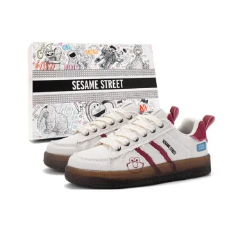 SESAME STREET Skateboard Shoes Unisex Low Top Wealth Attracting Beige/Goku Yellow
