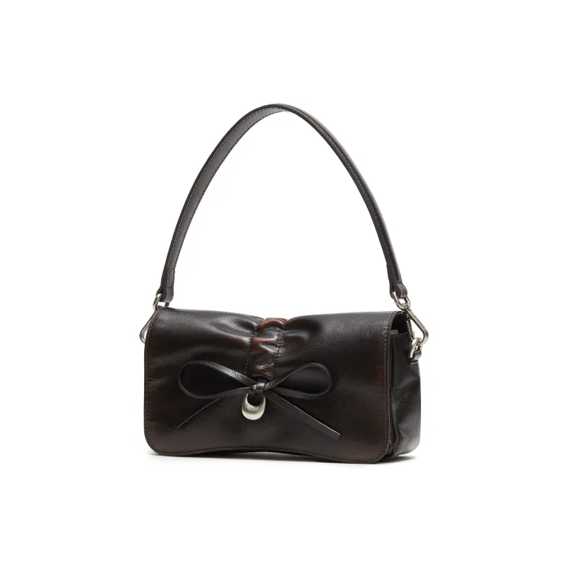 Staccato Sheepskin Shoulder Bag Trumpets Women's Starlight Silver/Vintage Dark Coffee-6