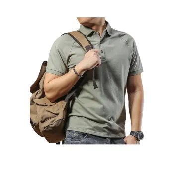 Seasonal Words Polo Shirt Men's Gray Green