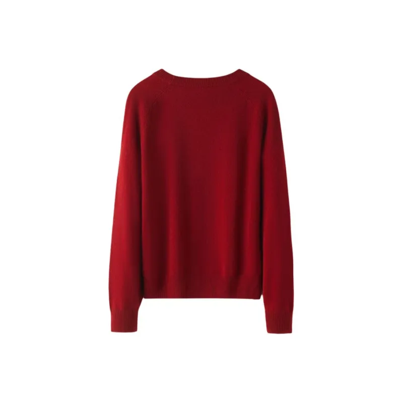 SNOWFORTE Cashmere Sweater Women's Vintage Red-4