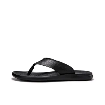 Eminu Rubber Sole Slip Resistant Flip Flops Men's Black