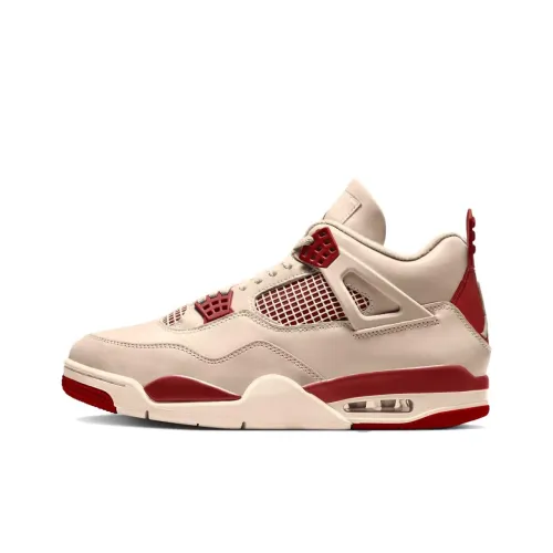 Jordan Air Jordan 4 Anti Slip Wear Resistant Mid Top Vintage Basketball Shoes Women's Beige Red