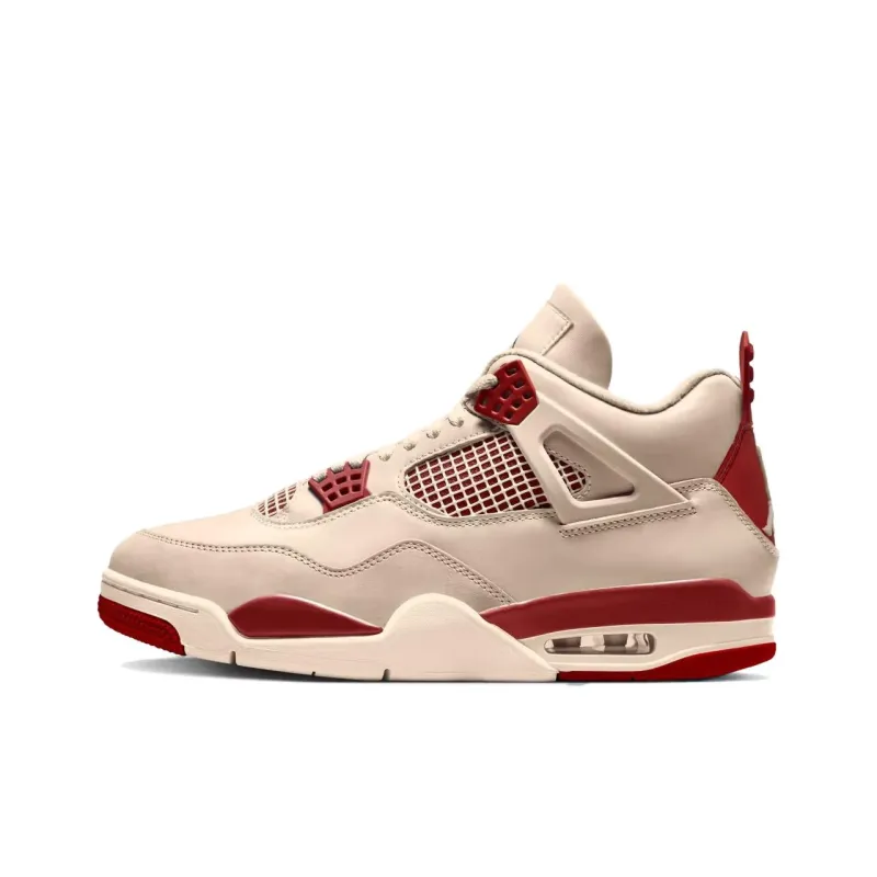 Jordan Air Jordan 4 Anti Slip Wear Resistant Mid Top Vintage Basketball Shoes Women's Beige Red-0