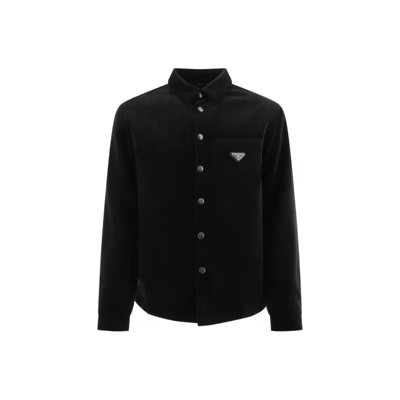 PRADA Long Sleeved Logo Plaque Shirt-0