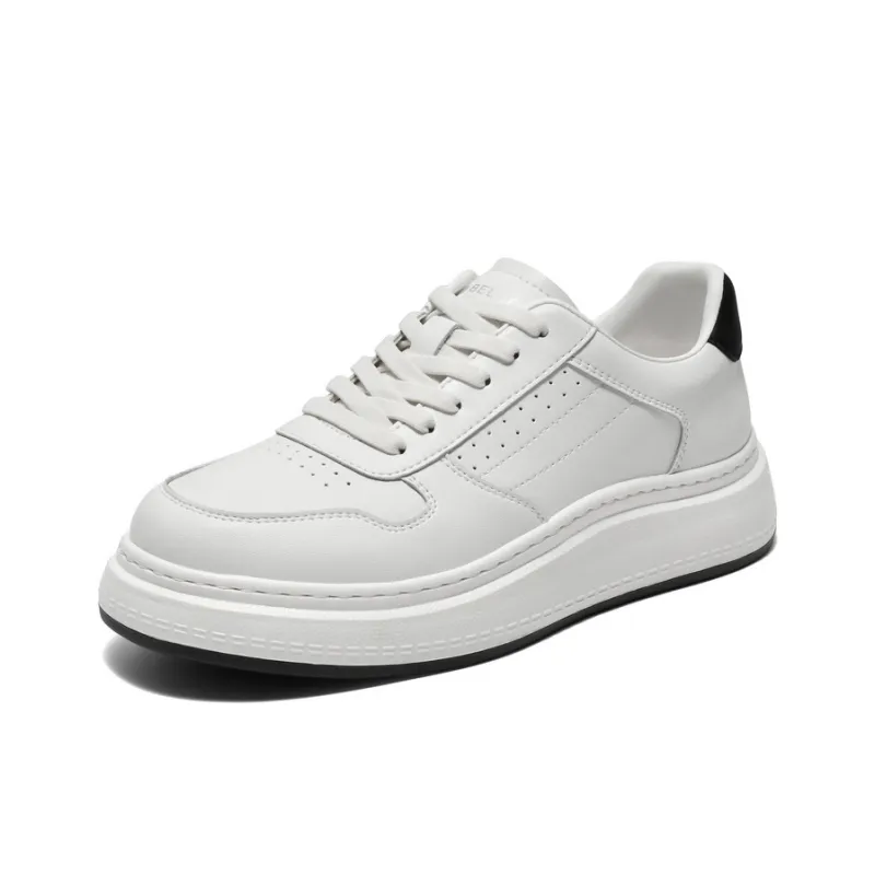 BELLE Anti Slip Wear Resistant Low Top Skateboard Shoes Men's White-1