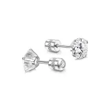Silver-Iridescent Star Stud Earrings (5MM)