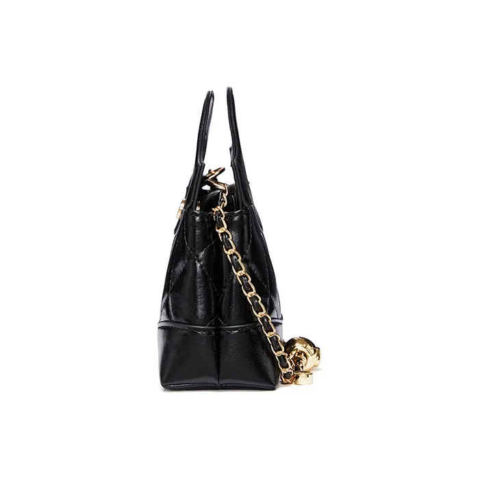 RED DRAGONFLY Cow Leather Handbag Unisex Classic Black/Silver-2