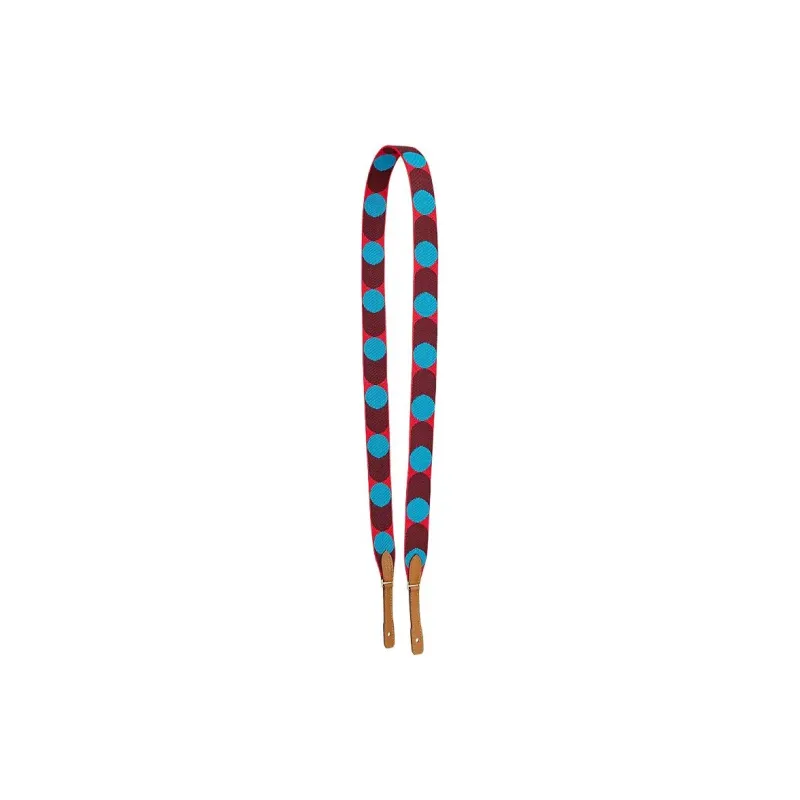 HERMES Sangle Flipperball Canvas With Swift Calfskin Bag Strap Women's Heart Red & Frida Blue & Gold-0