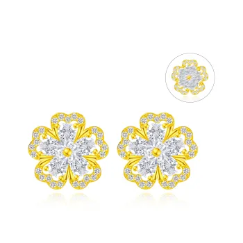 Lao Feng Xiang S925 Silver Stud Earrings Women's