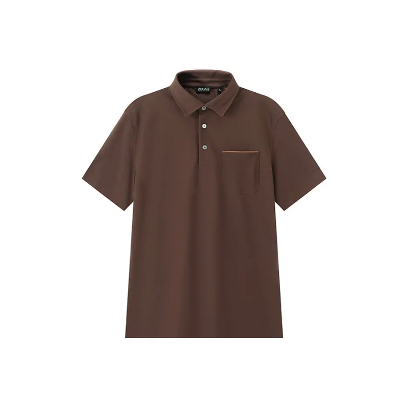 Zegna SS24 Polo Shirt Men's Umber-0