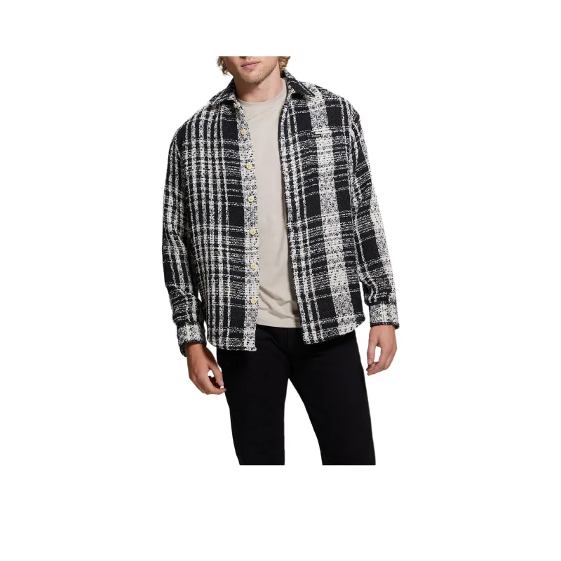 GUESS Soyer Plaid Heavyweight Shirt Shirt Men's Black-0