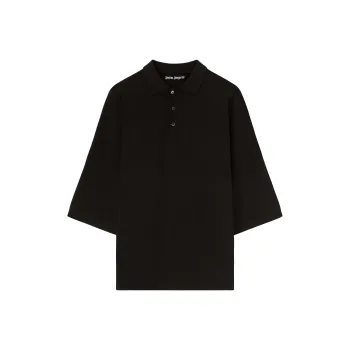 PALM ANGELS Logo Printed Drop Shoulder Polo Shirt