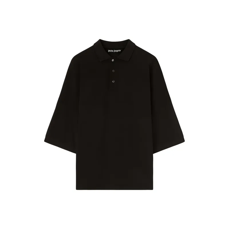PALM ANGELS Logo Printed Drop Shoulder Polo Shirt-0