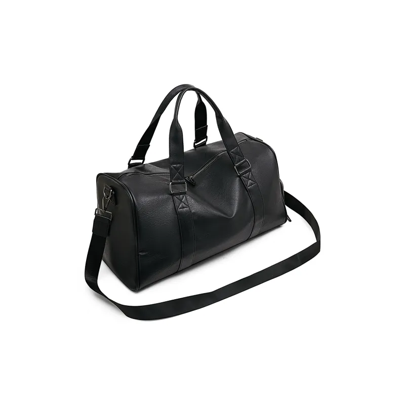 Old Man's Head Synthetic Leather Travel Bag Men's Black-4