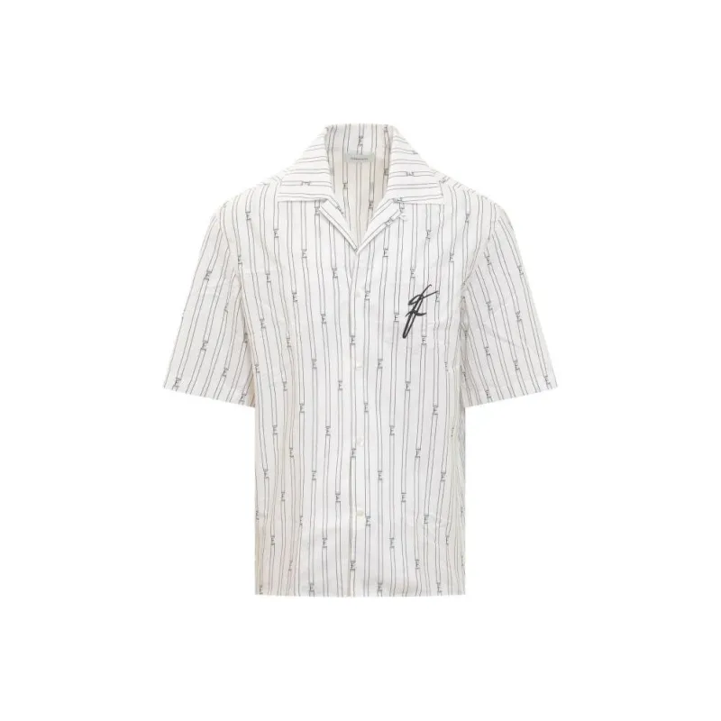 Ferragamo Bowling Collar Short Sleeved Shirt-0