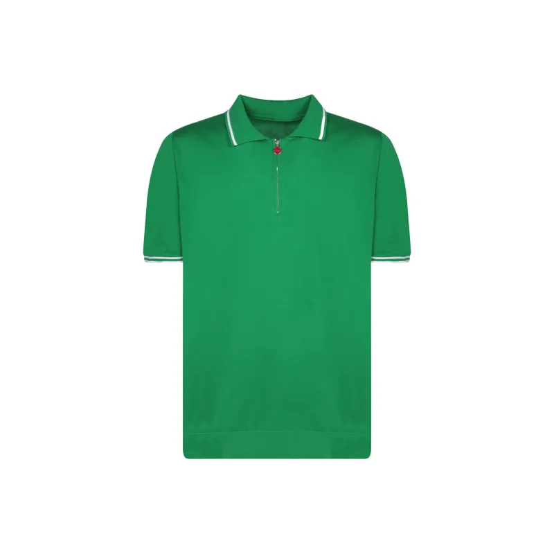 KITON Striped Edge Knitted Polo Shirt-0