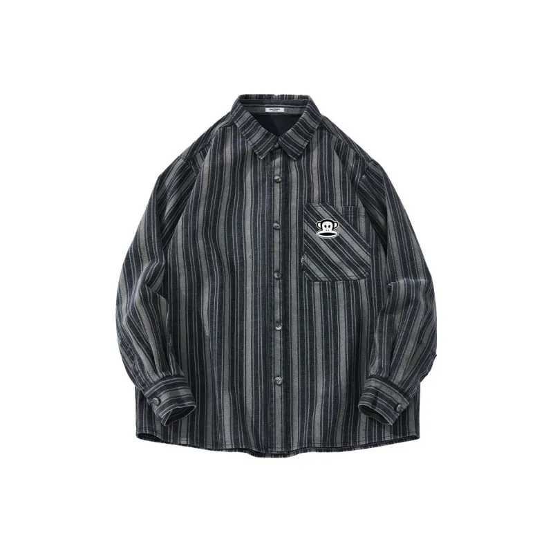 PAUL FRANK Shirt Men's Black Gray Stripes-0