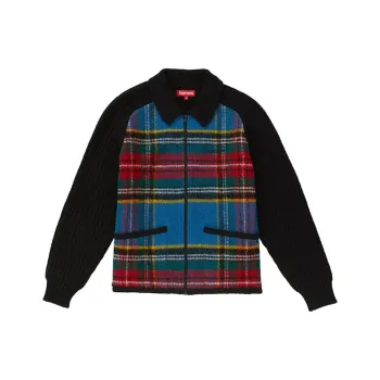 Supreme Plaid Front Zip Sweater