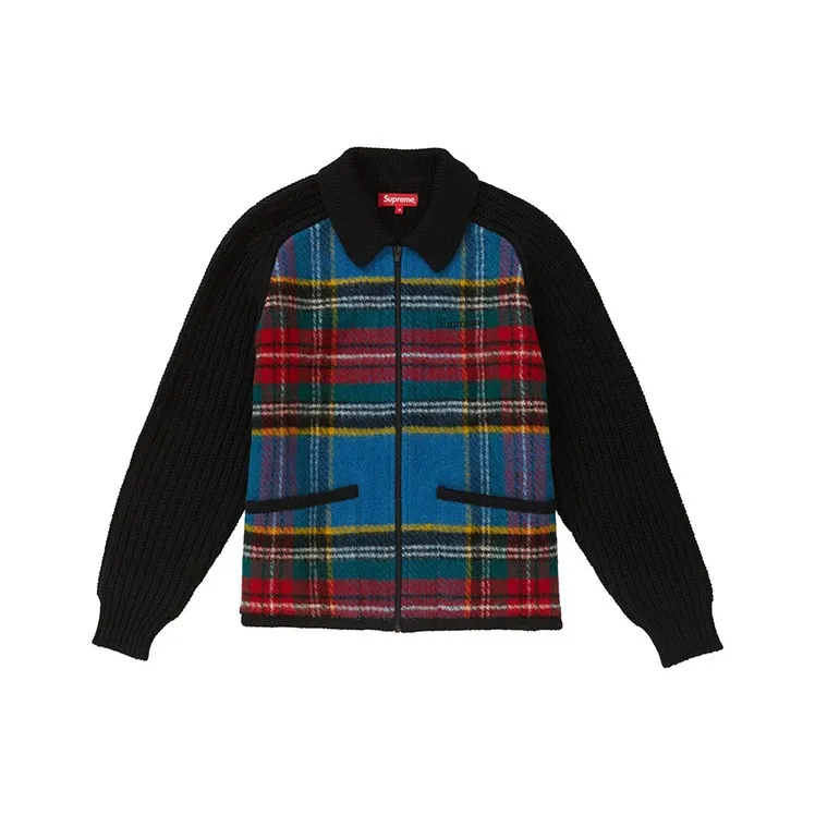 Supreme Plaid Front Zip Sweater-0