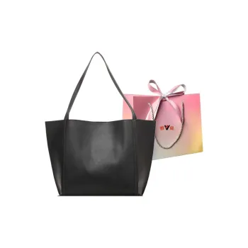 Yalu PU Material Handbag, Shoulder Bag Large Size Women's Black Coffee Brown/Ecru