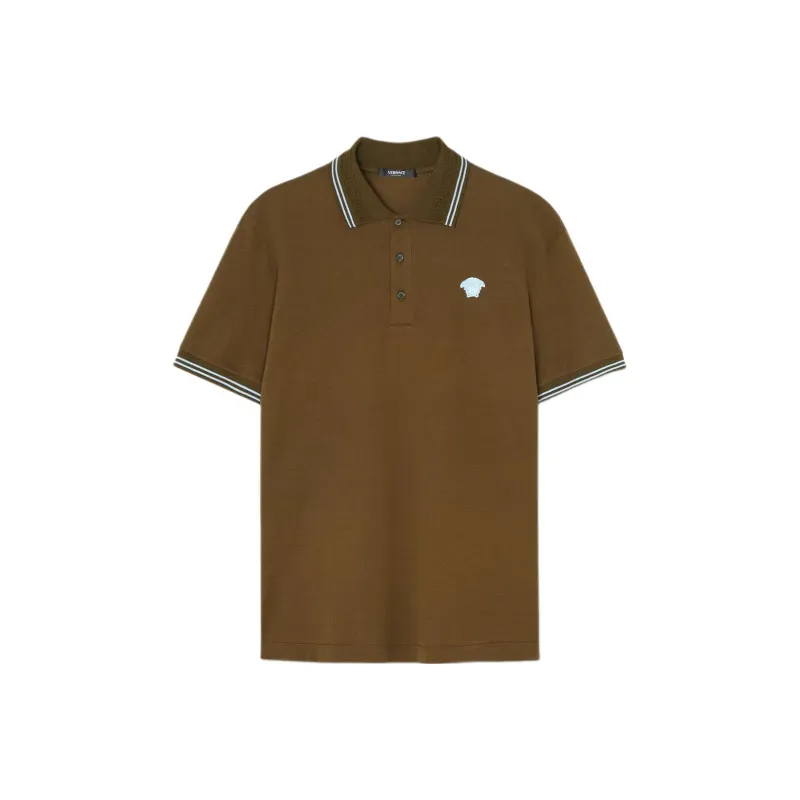 VERSACE Medusa-Embroidered Short-Sleeved Polo Shirt-0